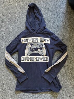 Place Navy Blue & Gray 'Never Say Game Over' Hooded Sweatshirt